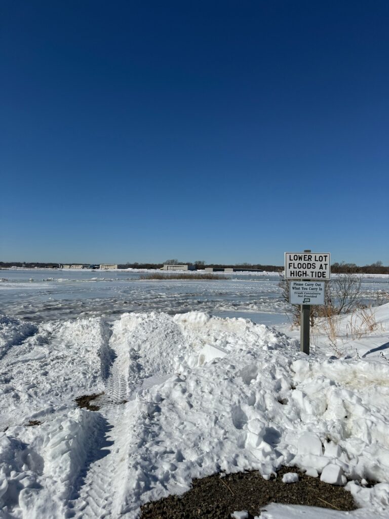 a sign in the snow (MyCoast AI)