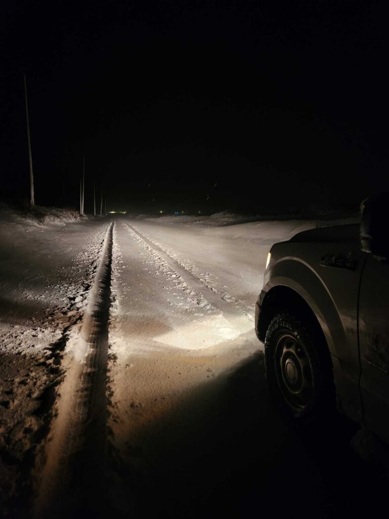 a car on a snowy road (MyCoast AI)