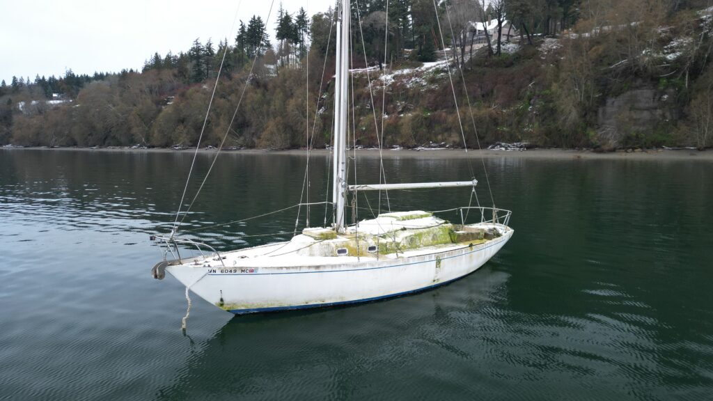 a white sailboat on the water (MyCoast AI)