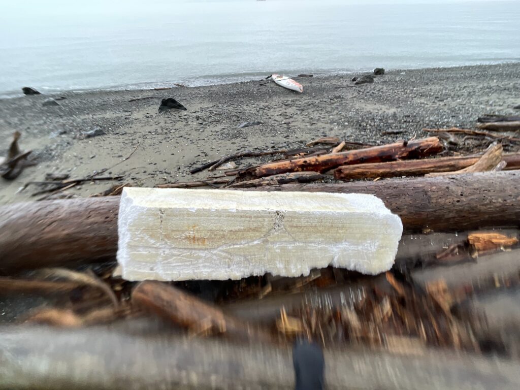 a white block on a beach (MyCoast AI)