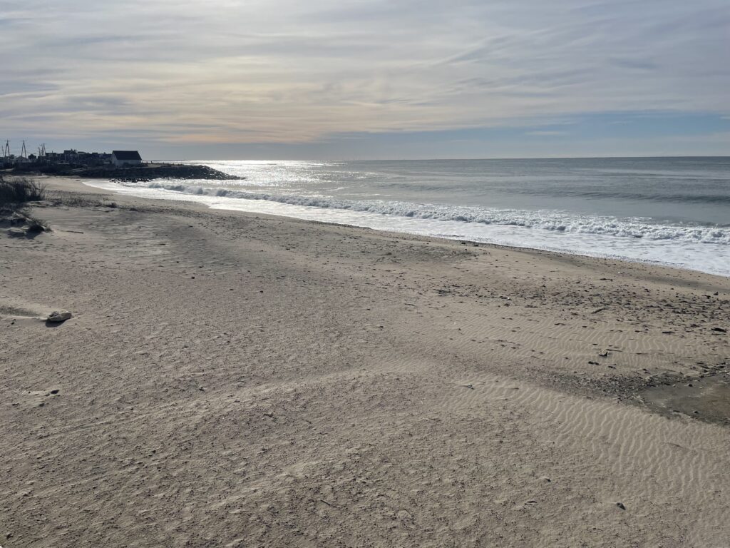 a sandy beach with waves crashing on it (MyCoast AI)