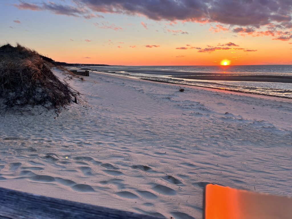 a beach with a sunset (MyCoast AI)