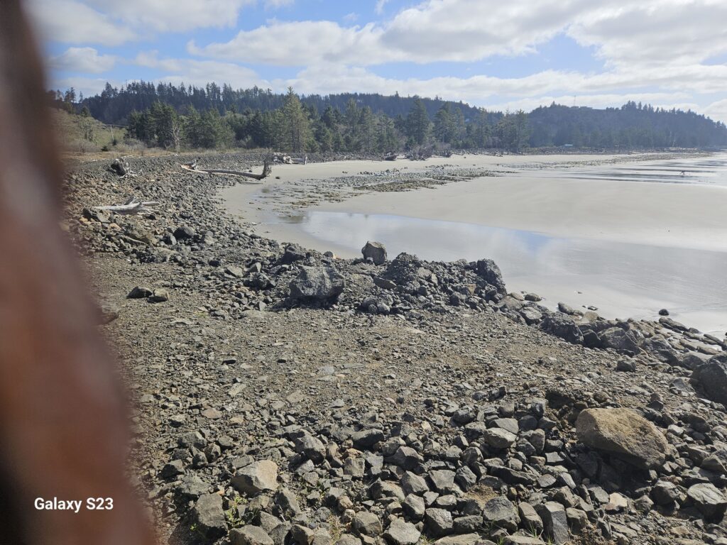 a rocky beach with a body of water in the background (MyCoast AI)