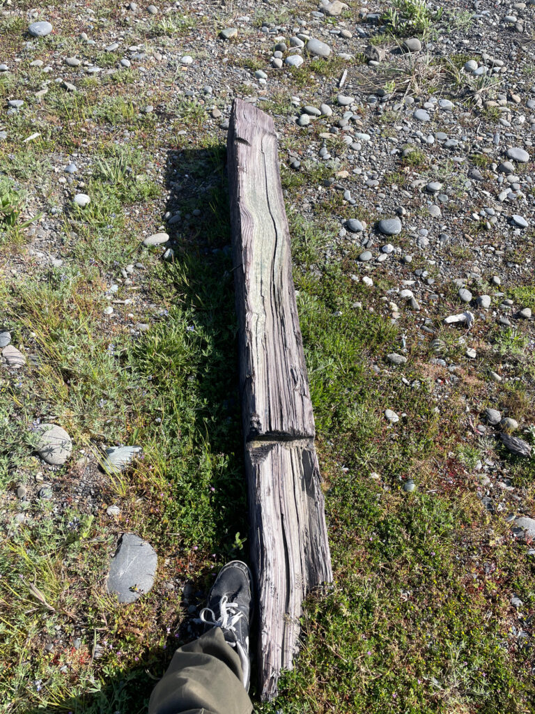 a person's foot on a wooden plank in a rocky area (MyCoast AI)