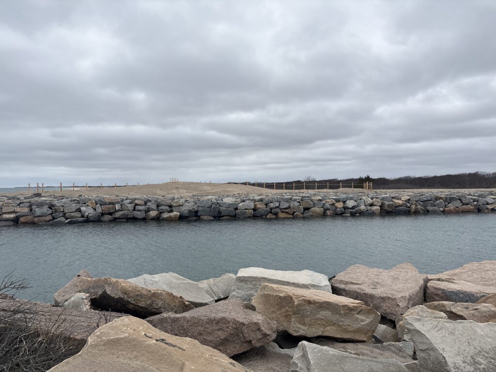 a rocky beach with a body of water in the background (MyCoast AI)