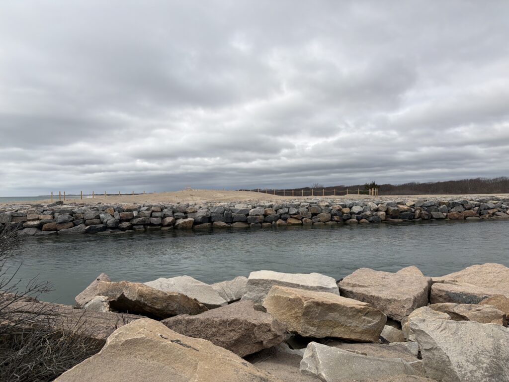 a body of water with rocks in it and a cloudy sky (MyCoast AI)