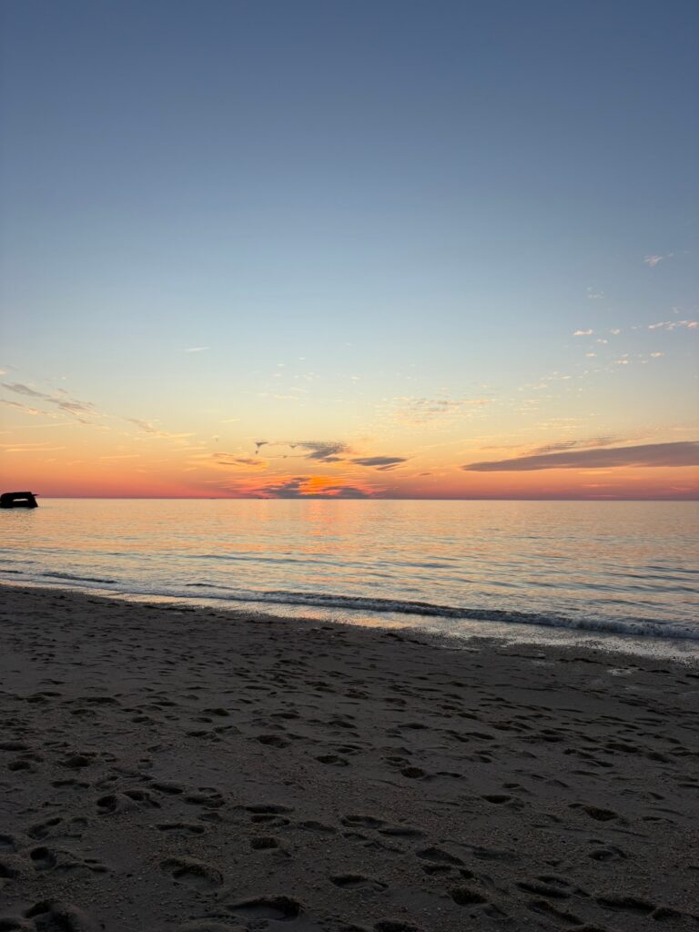 a beach with a body of water and a sunset (MyCoast AI)